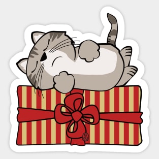 Cat on Gift Package Sticker